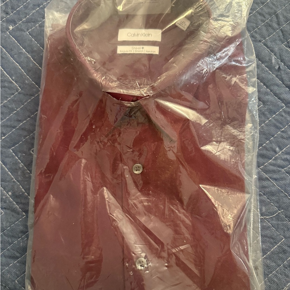 Calvin Klein Men's Deep Red Dress Shirt